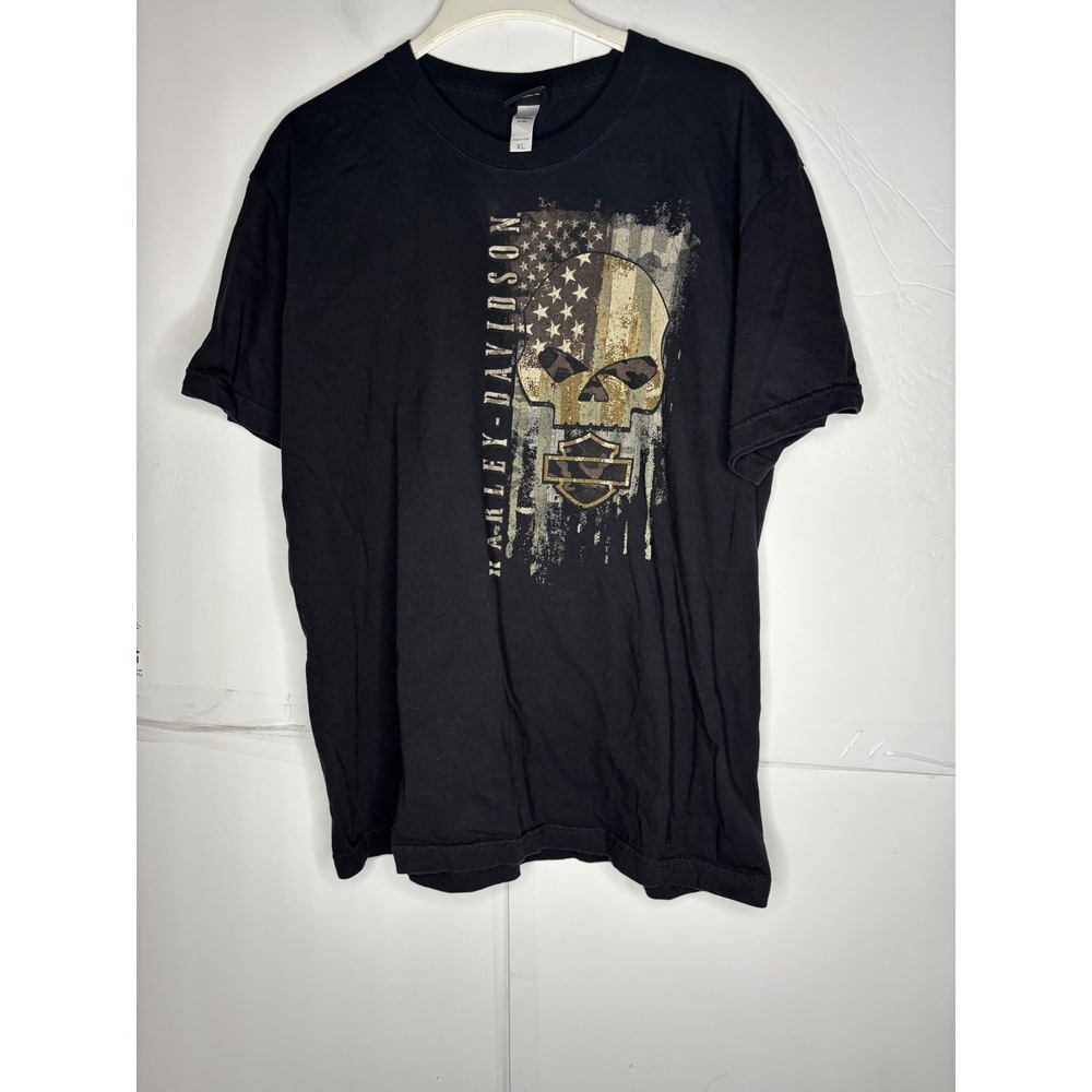 Harley-Davidson Mens XL Black Flag Skull Toledo Ohio Graphic‎ T-Shirt 2021